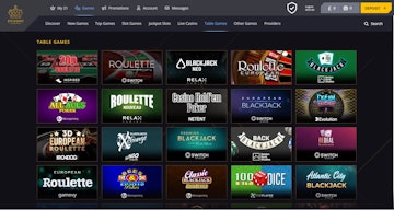 21 casinos table games menu offers plenty of Blackjack Roulette and Poker options