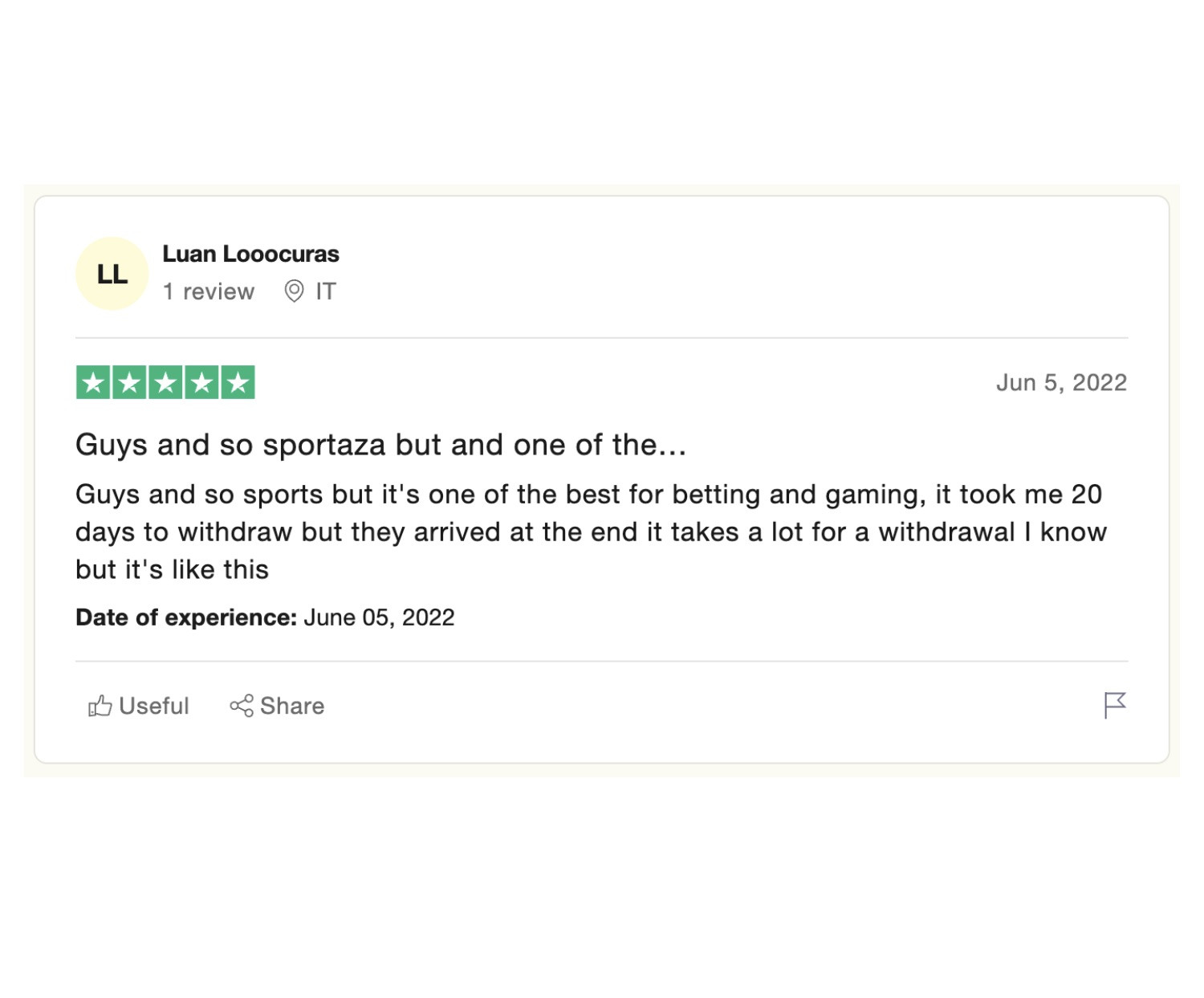 Sportaza Trustpilot review 2