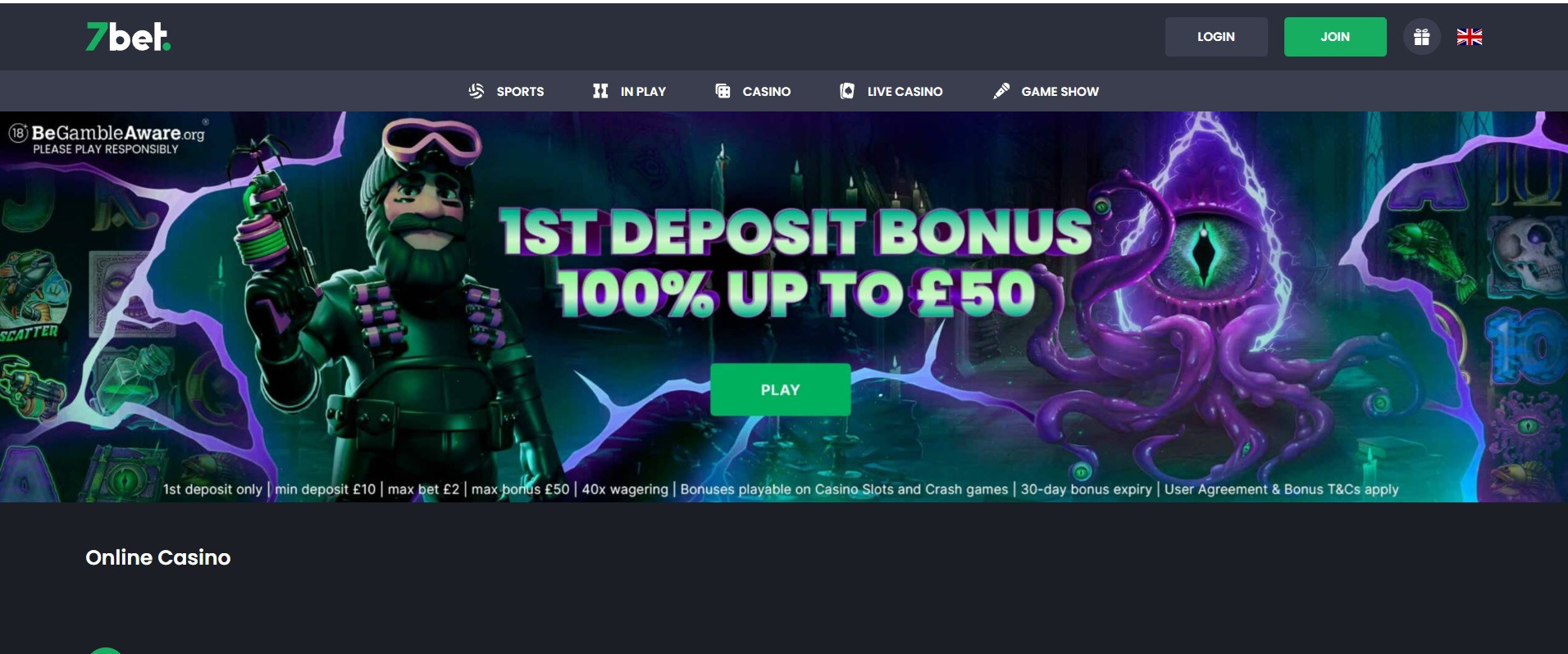 7bet landing page