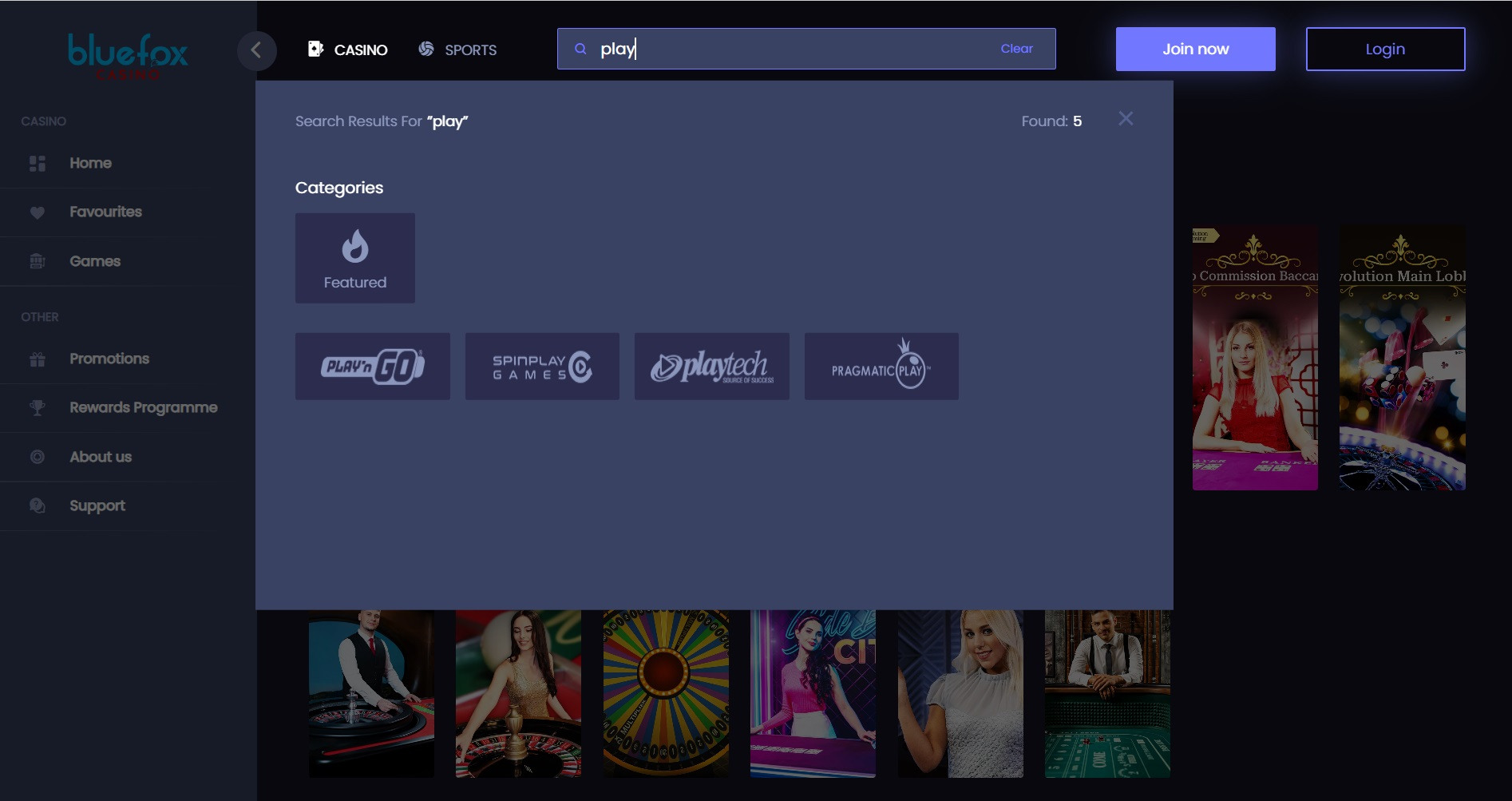 A solid search function makes finding your favourite game provider much easier at Bluefox Casino