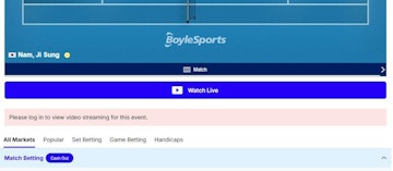 BOYLE Sports Tennis livestreaming log in to watch