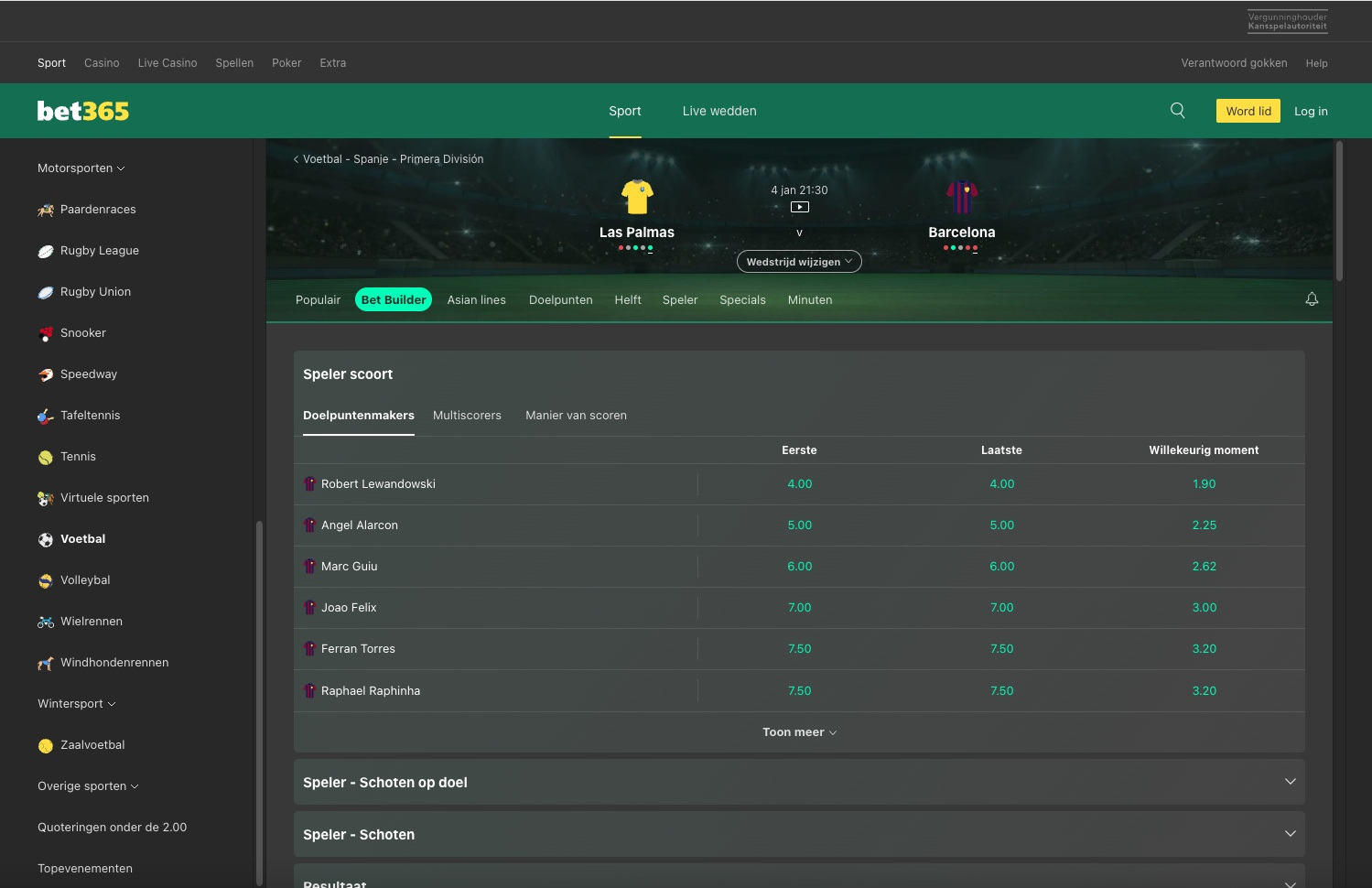 Bet365 NL Bet Builder