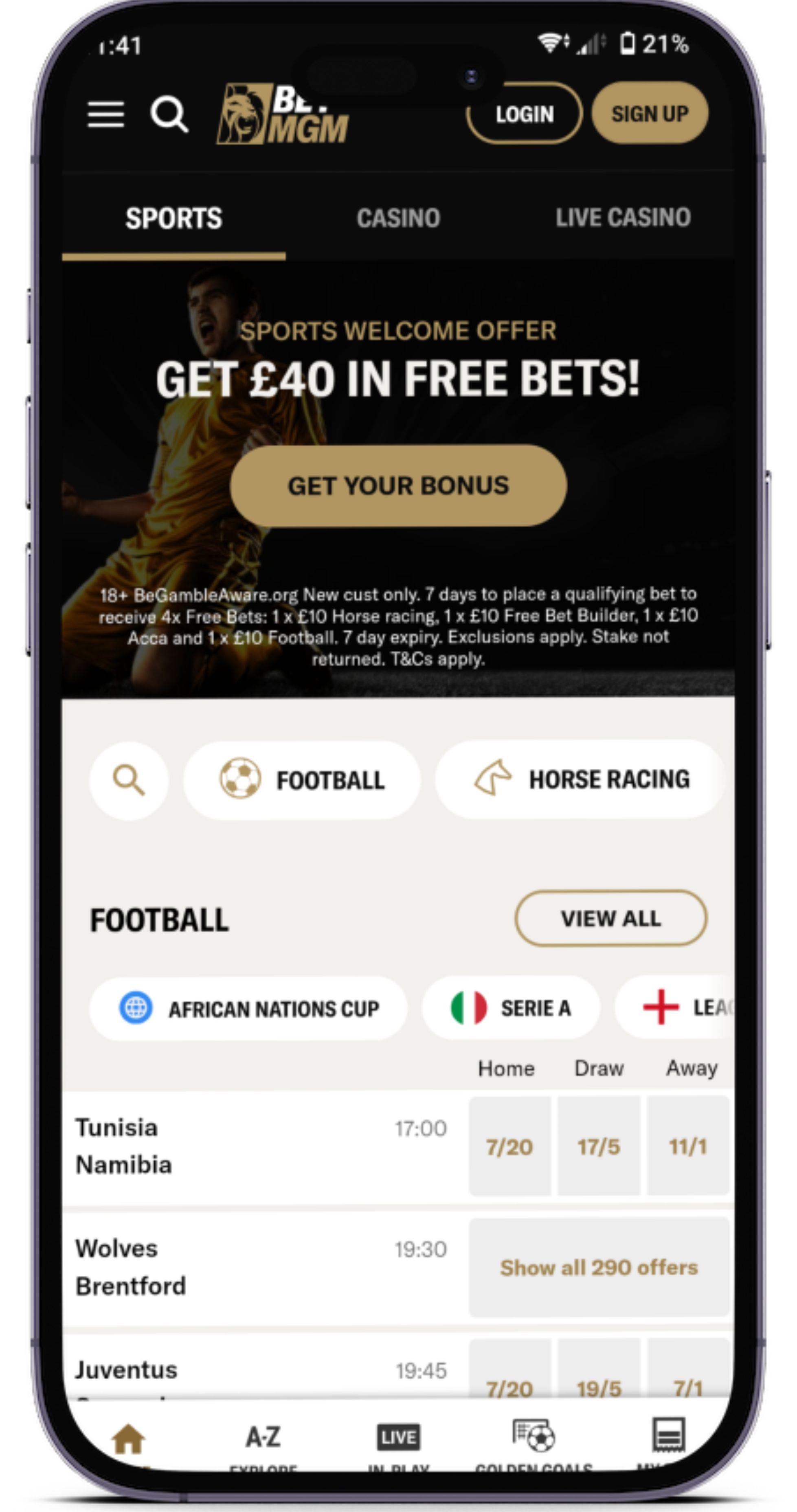 Bet MGM app homescreen