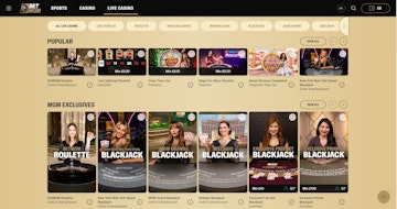 Bet MGM is home to exclusive live games offering favourites such as roulette and blackjack
