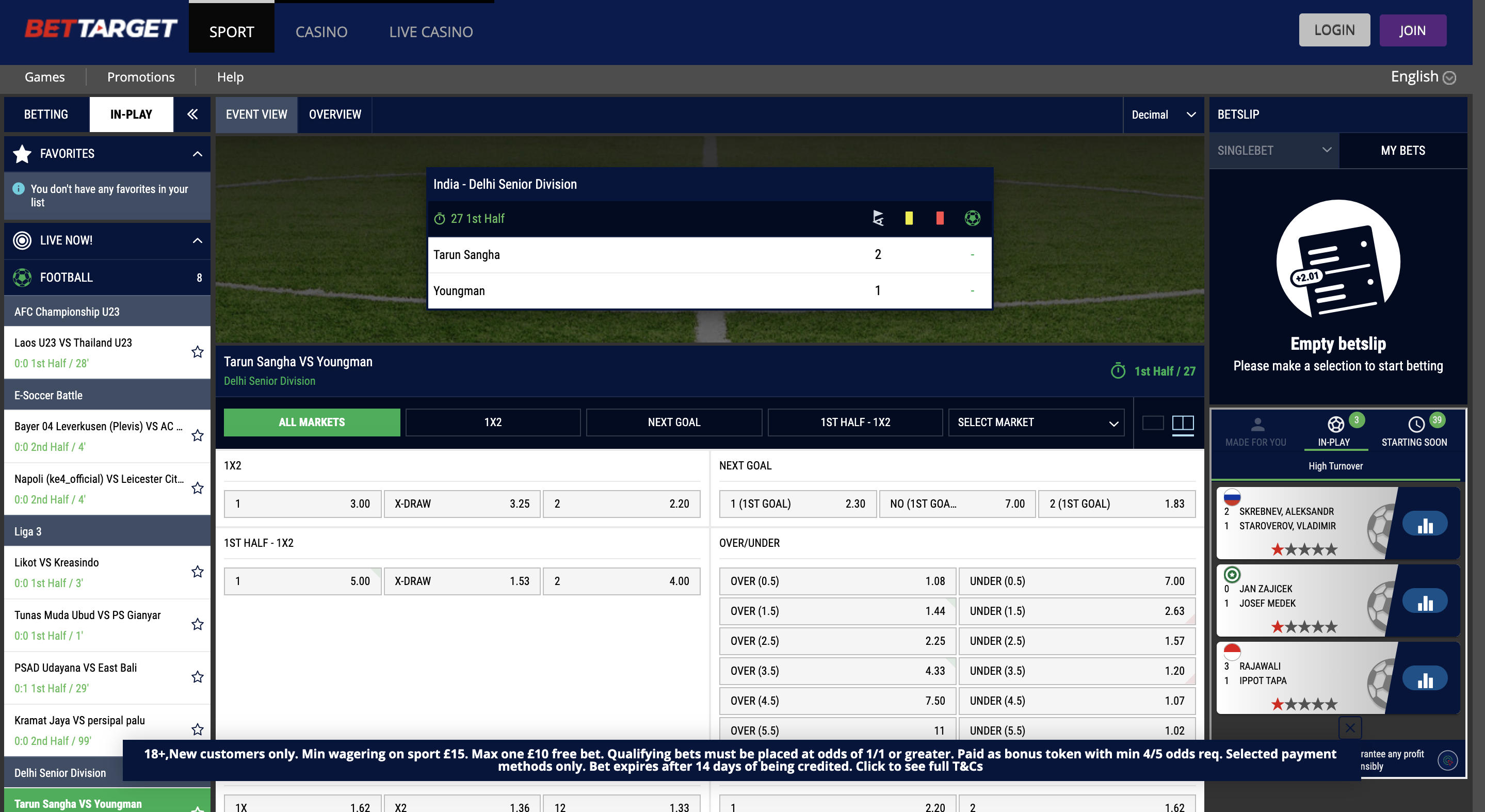 Bet Target Live In Play