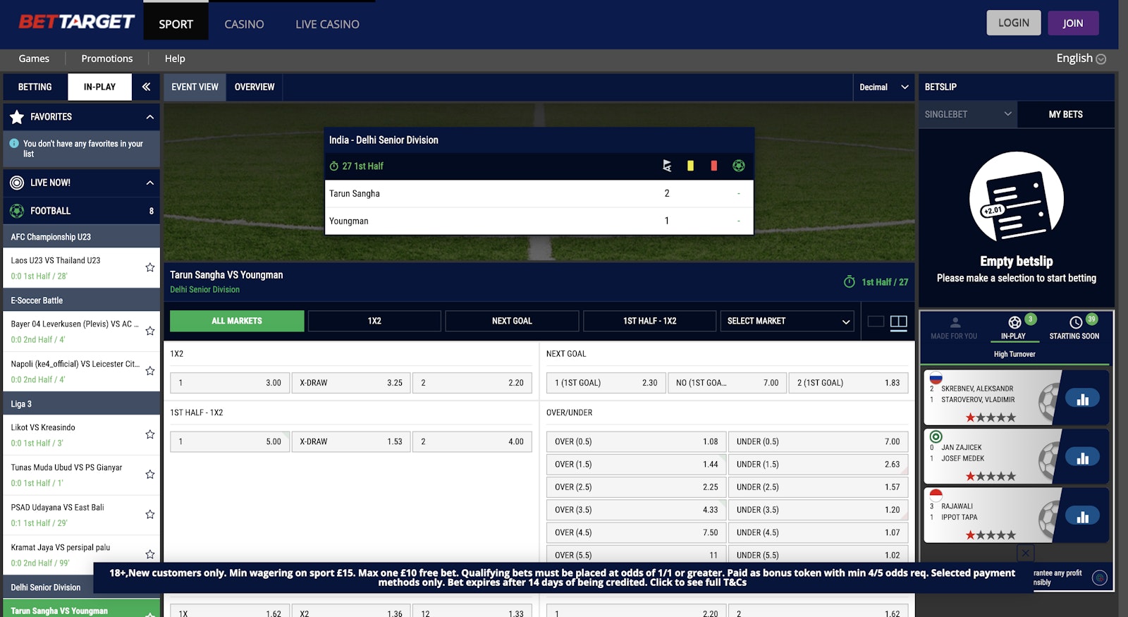 Bet Target Live In Play