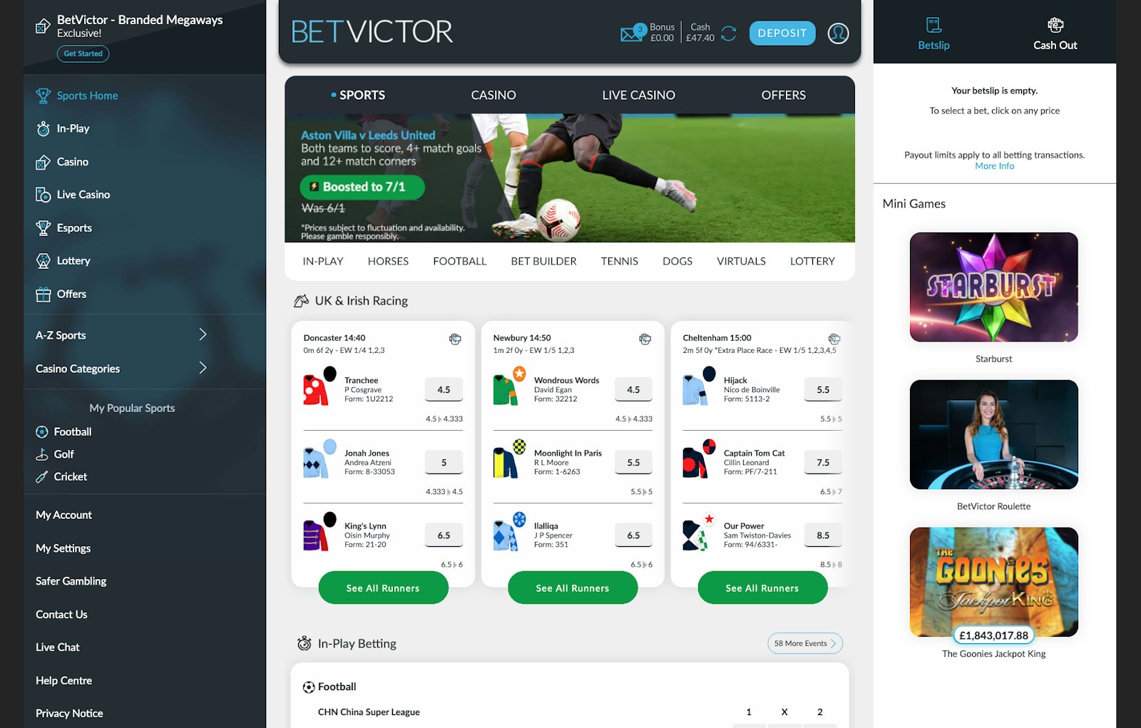 BetVictor homepage