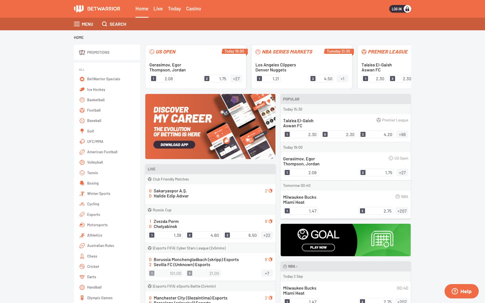 Bet Warrior Canada betting site