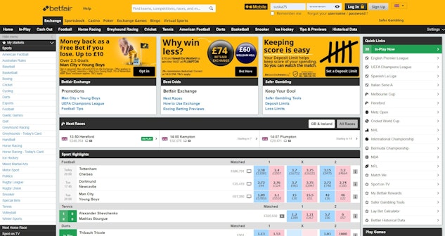 Betfair exchange range of markets