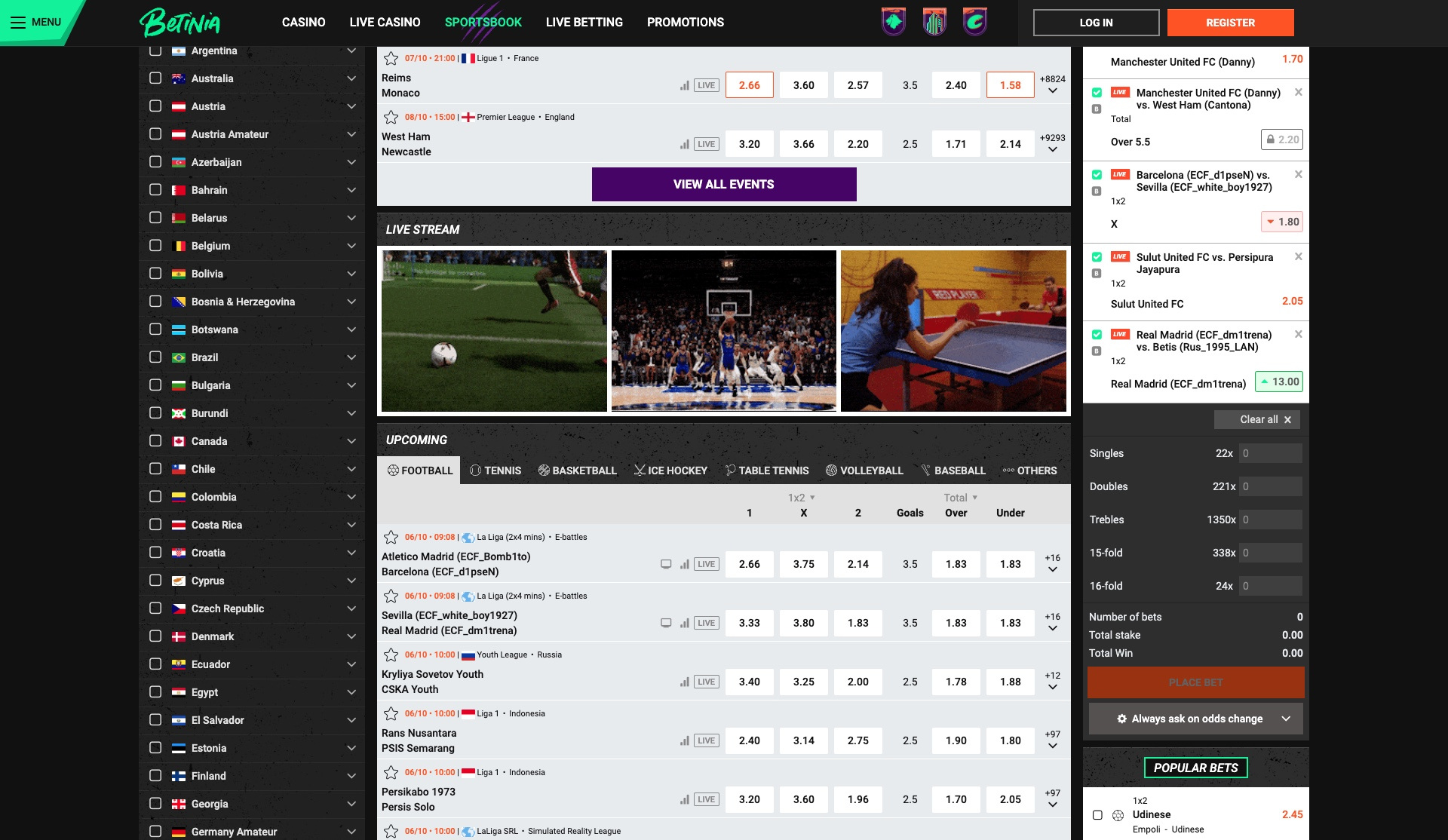 Betinia Sportsbook Norway