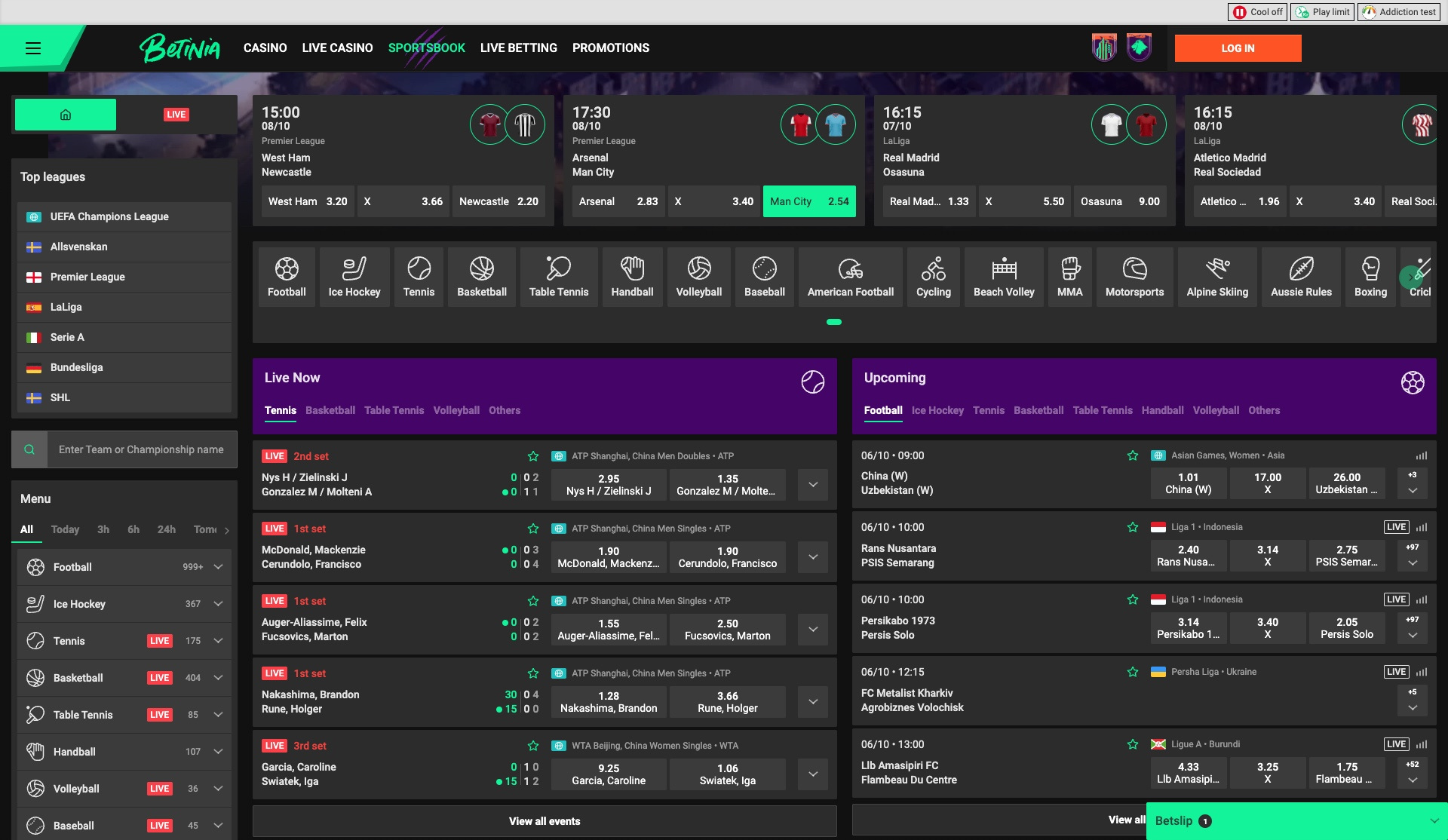 Betinia Sportsbook Sweden