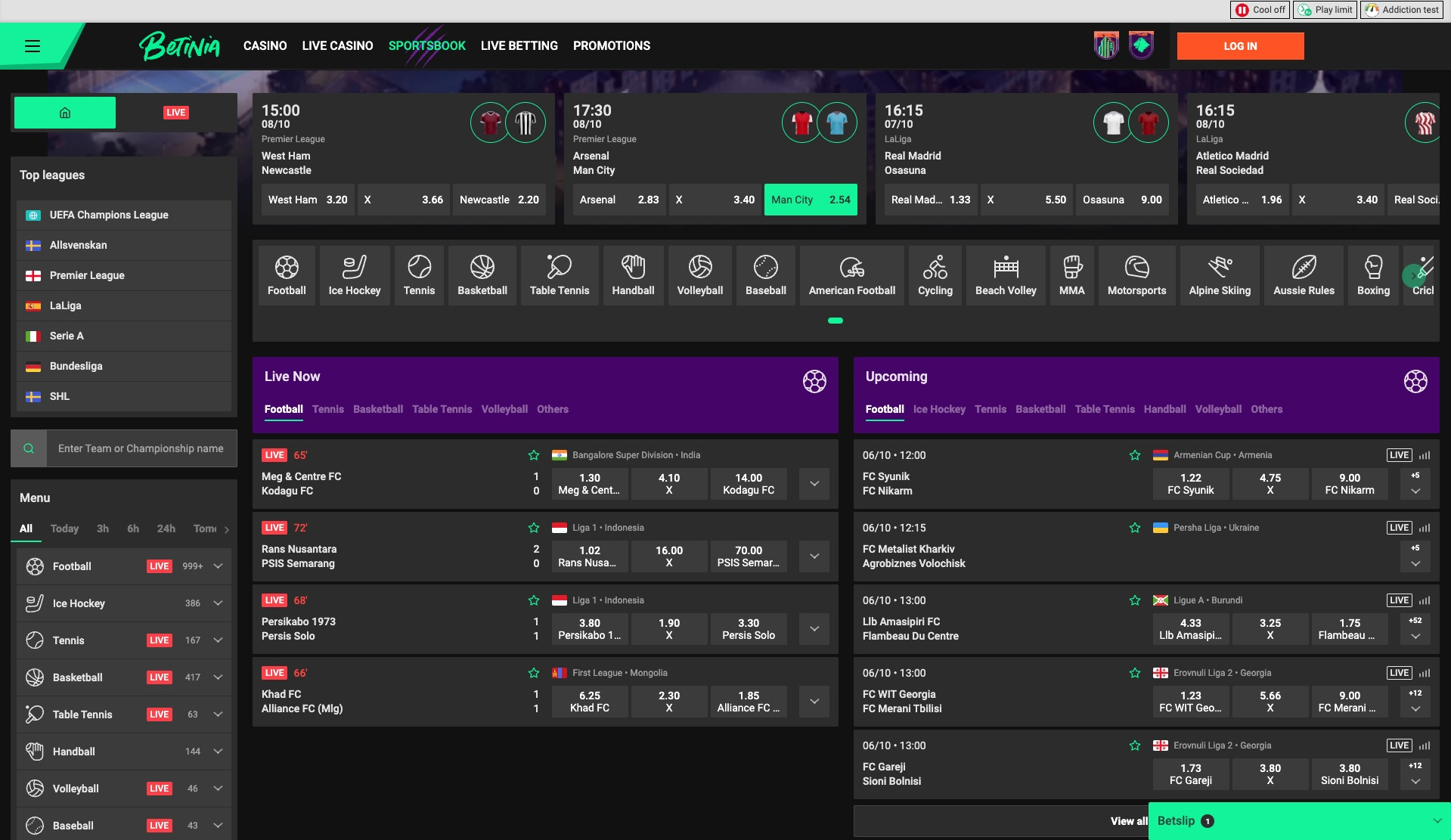 Betinia Sweden Sportsbook