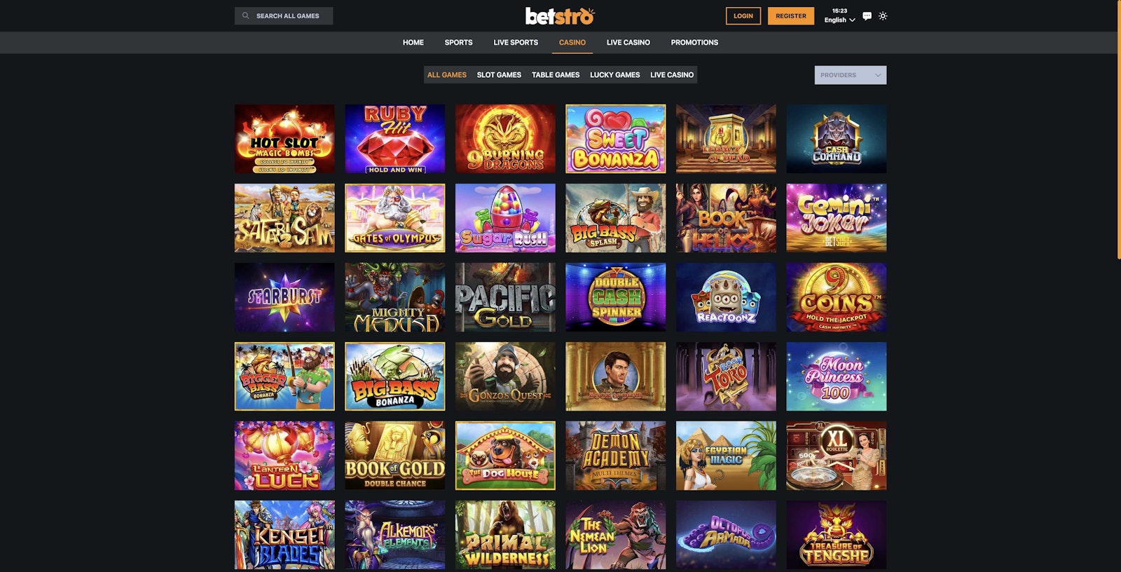 Betstro Casino Page
