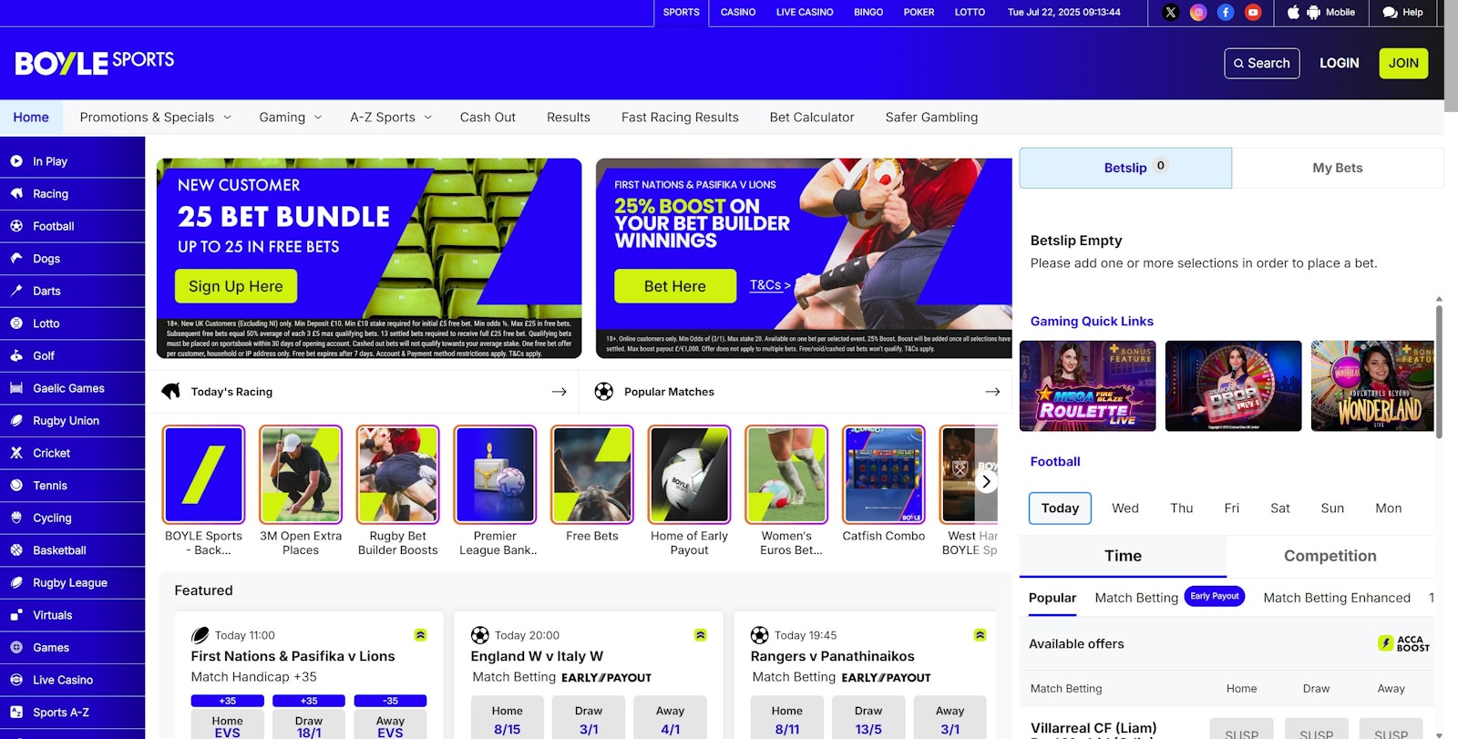 BOYLE Sports homepage