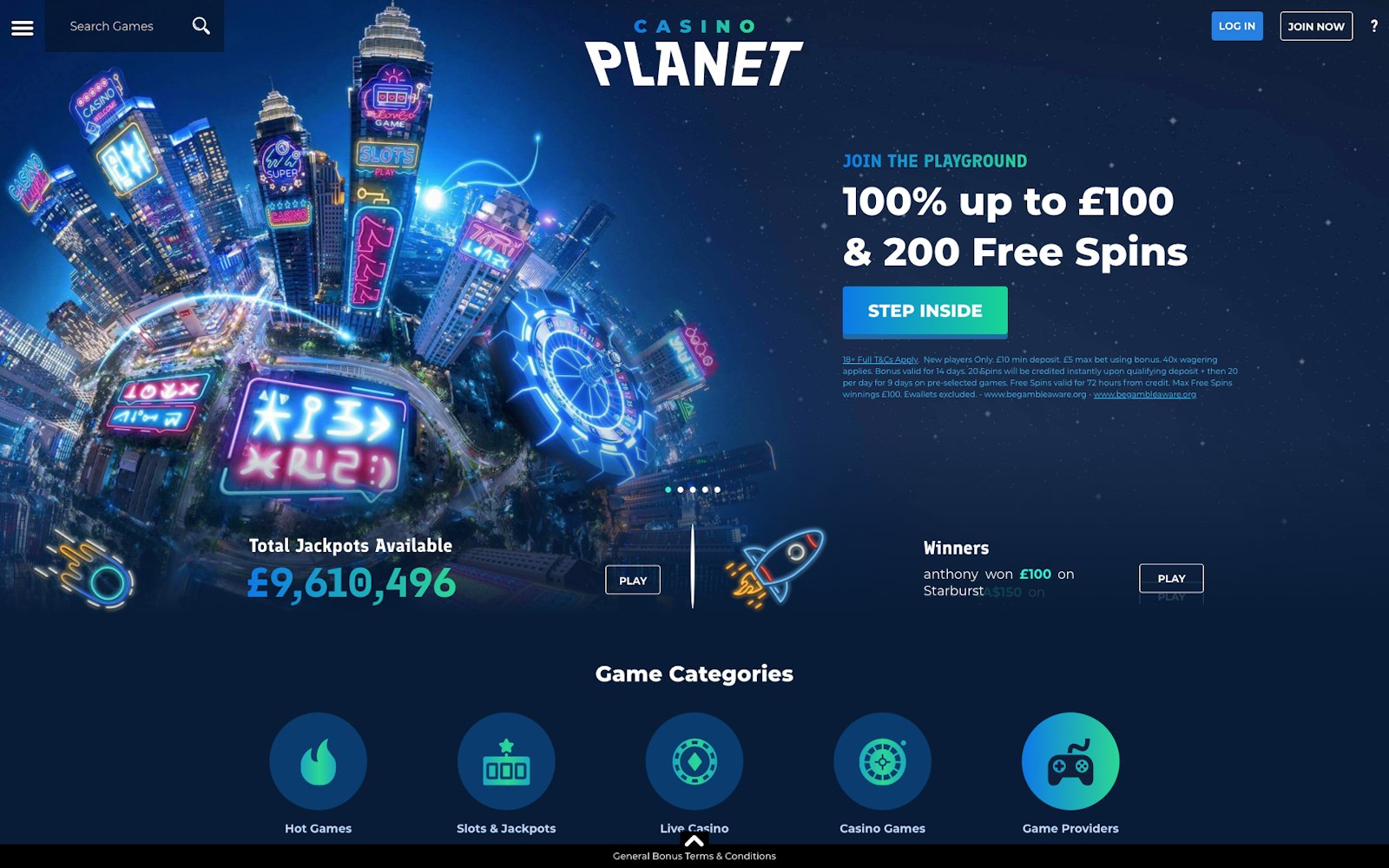 Casino Planet home