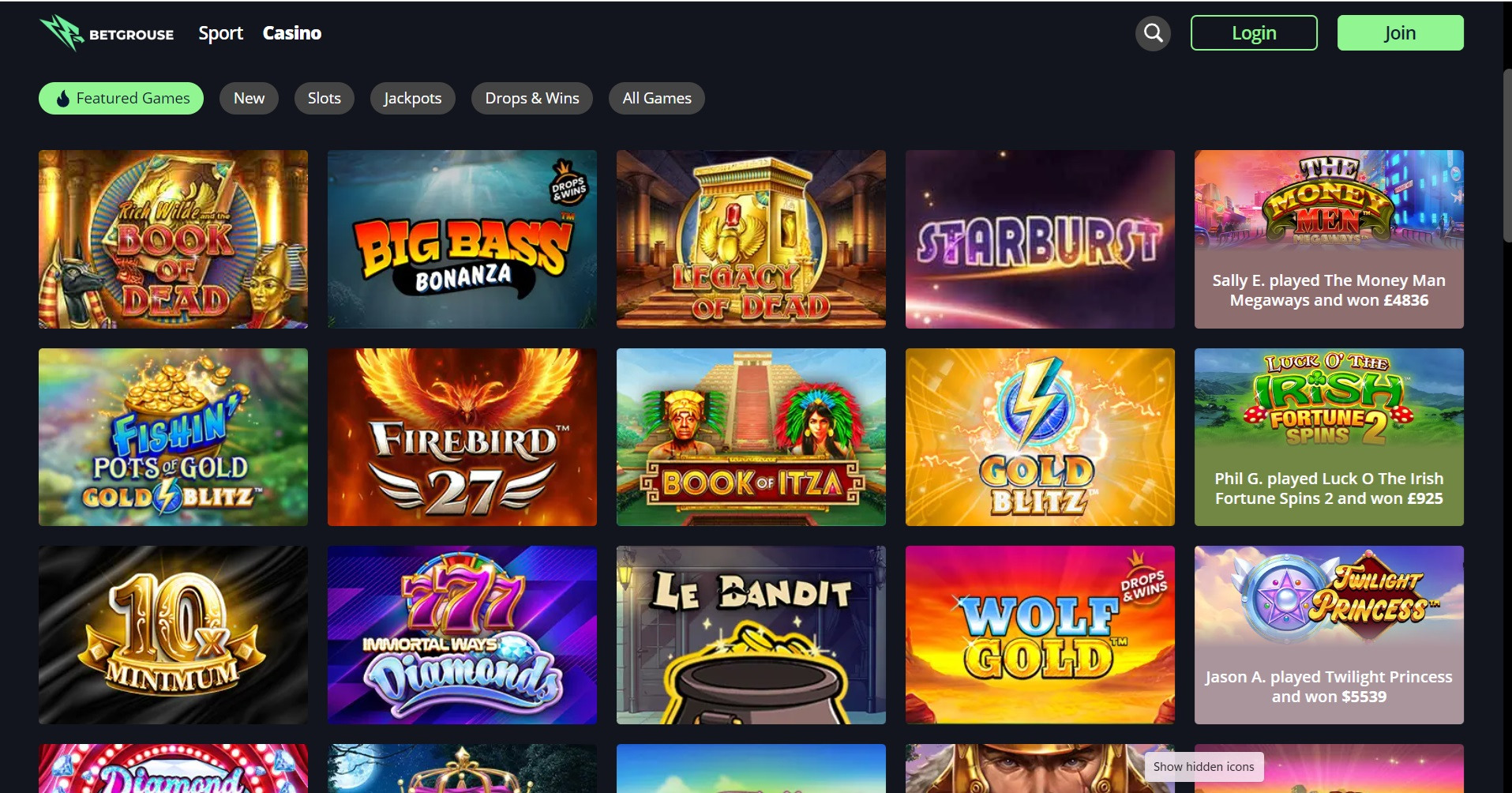 Casino homepage