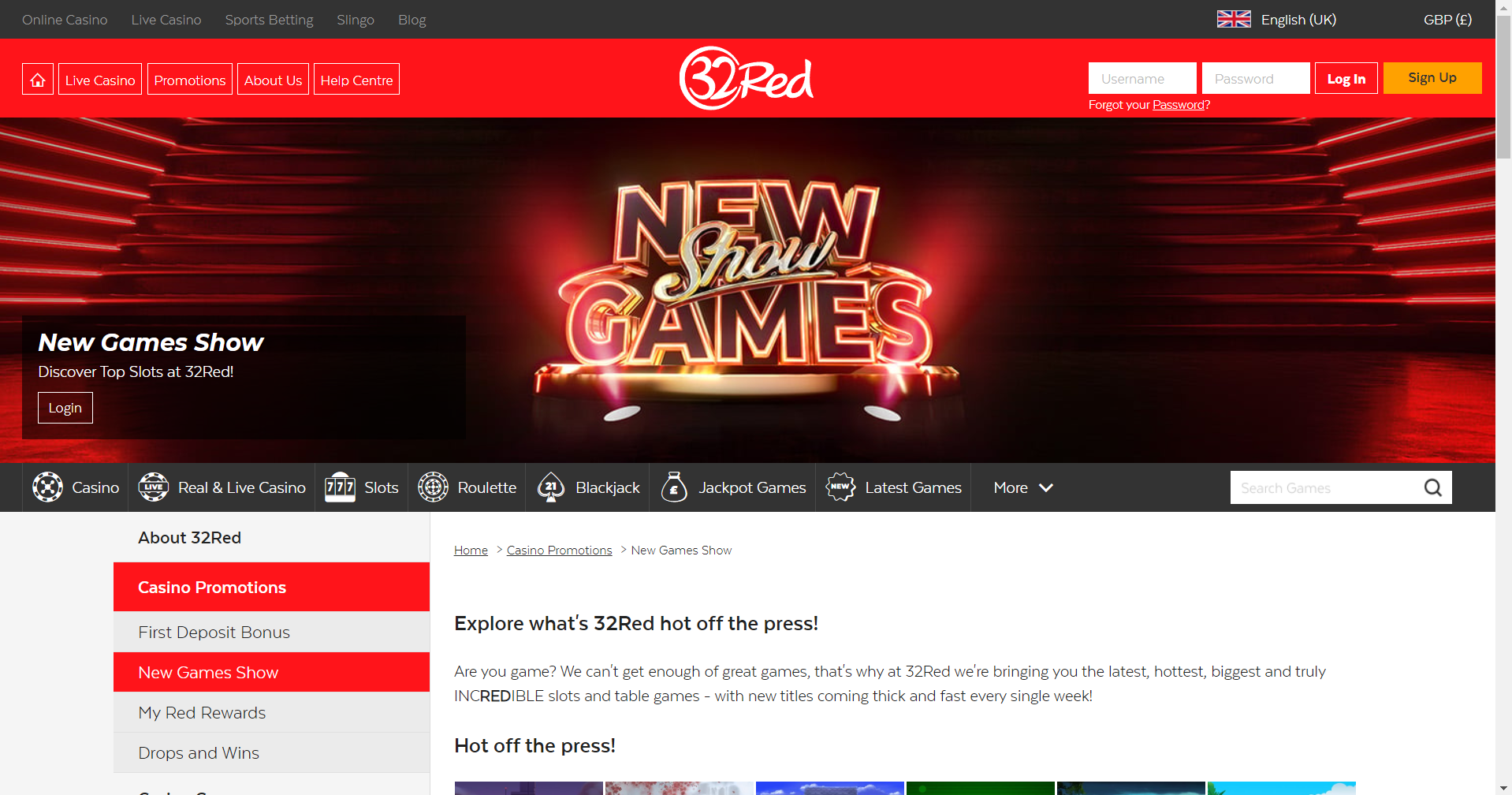 Check out new slots and games via the New Games page