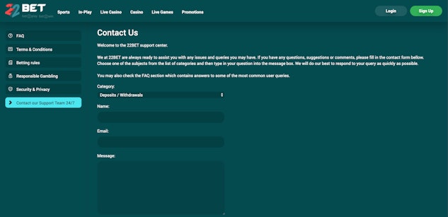 22bet customer support