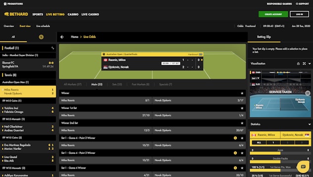 Bethard live betting tennis