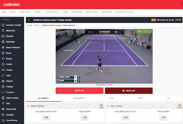 Ladbrokes live streaming tennis