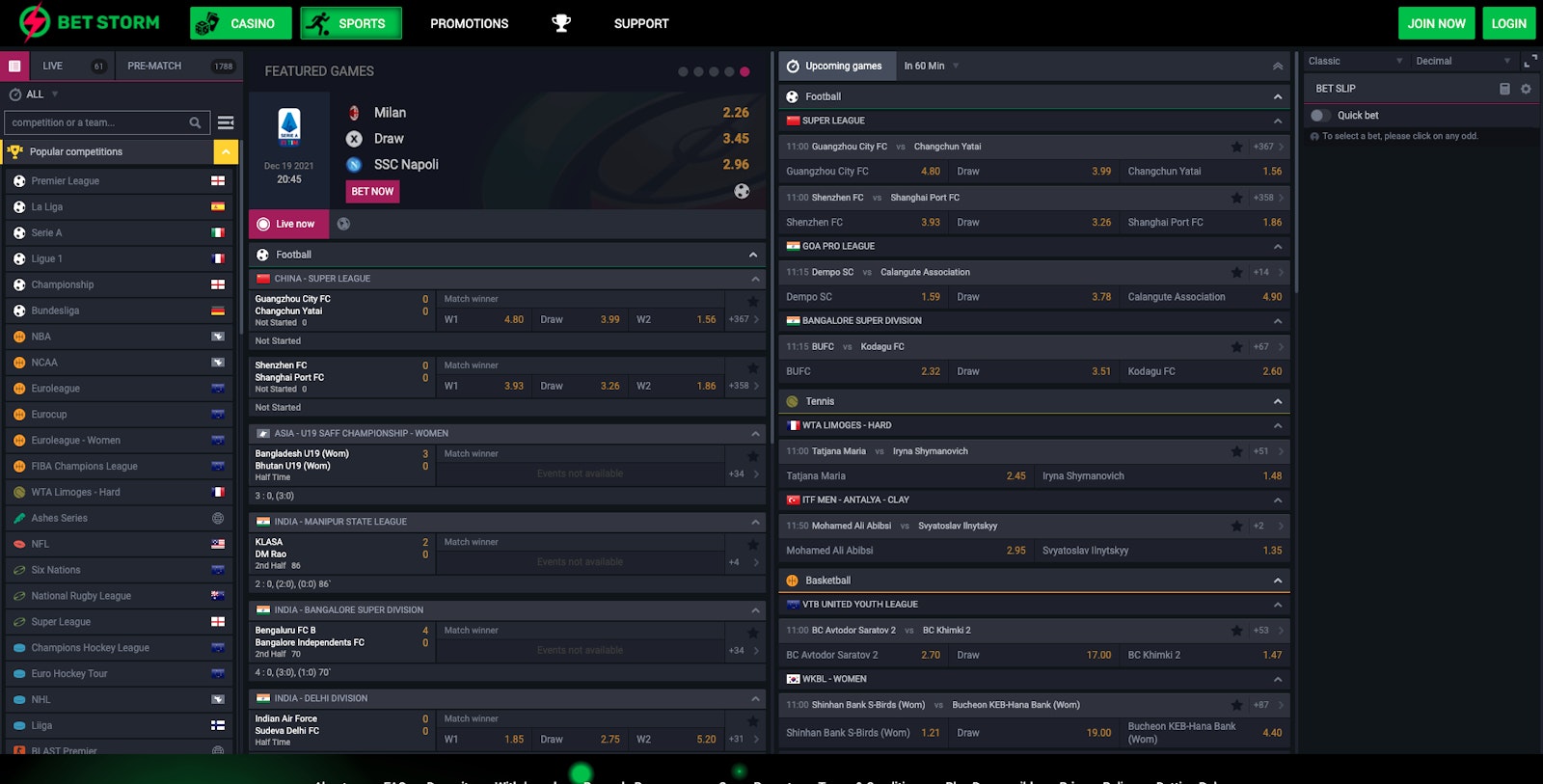 Bet Storm Dashboard View