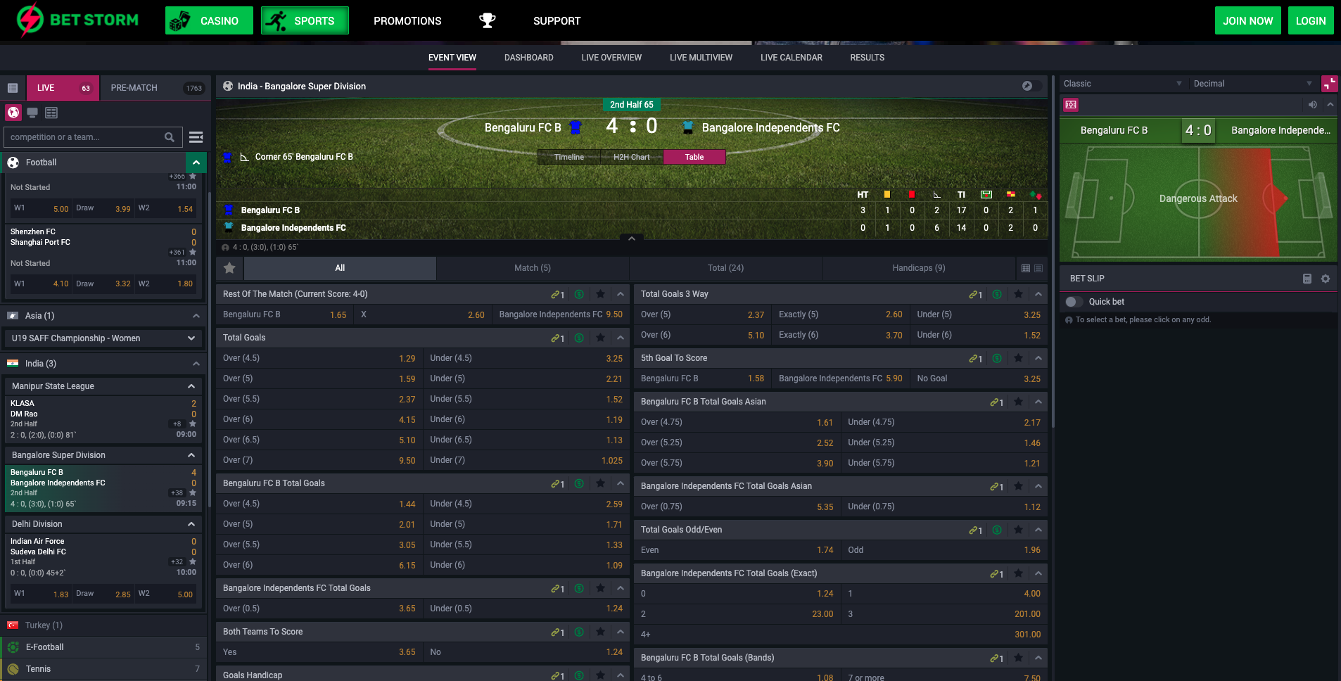 Bet Storm In Play Betting