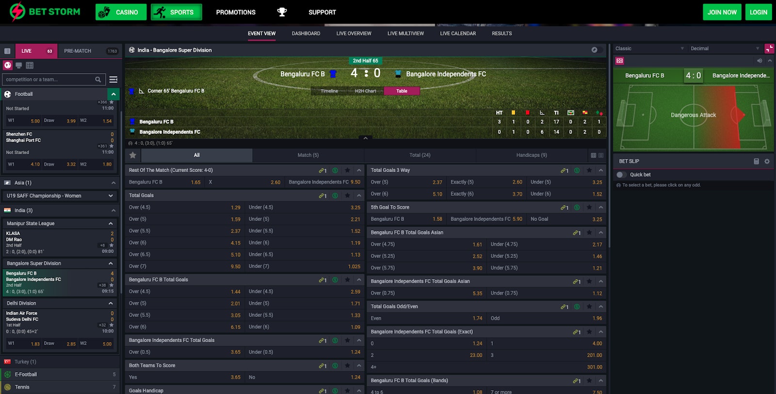 Bet Storm In Play Betting