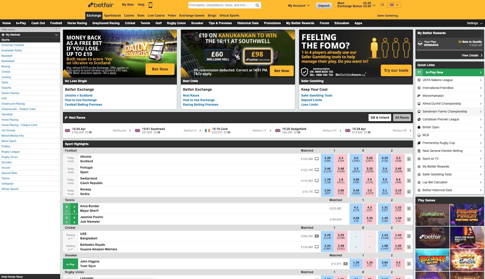 Betfair Exchange 2022