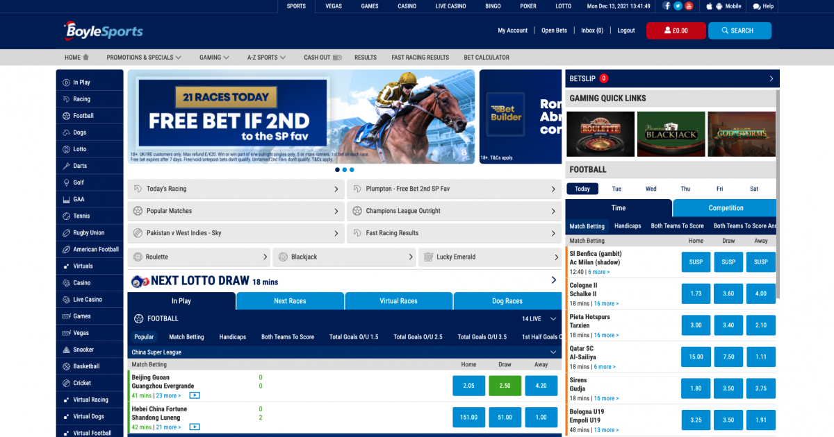 Boylesports Review | Bet £10 Get £20 Free Bet & £10 Casino