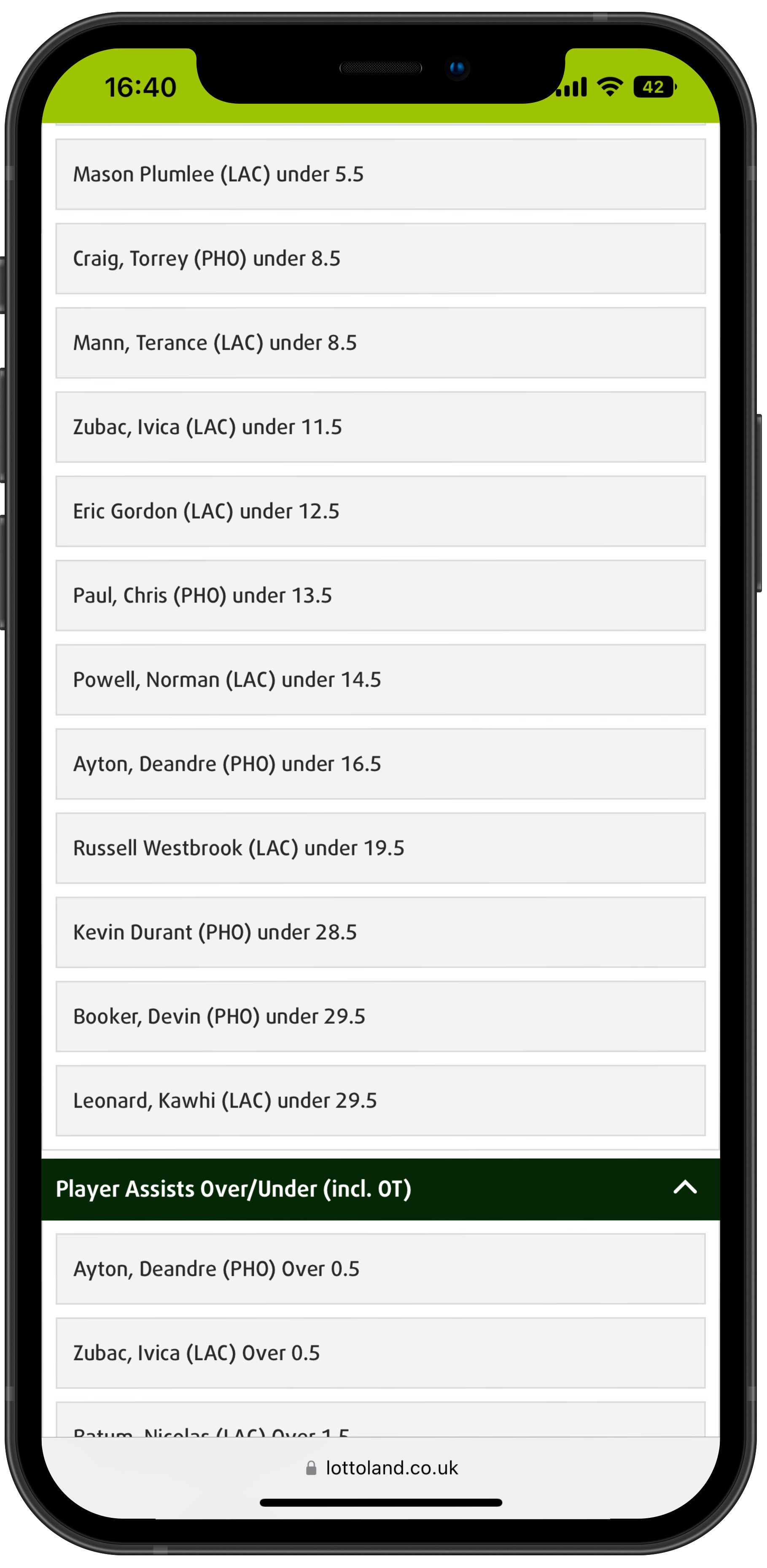 Altenar nba bet builder points assists
