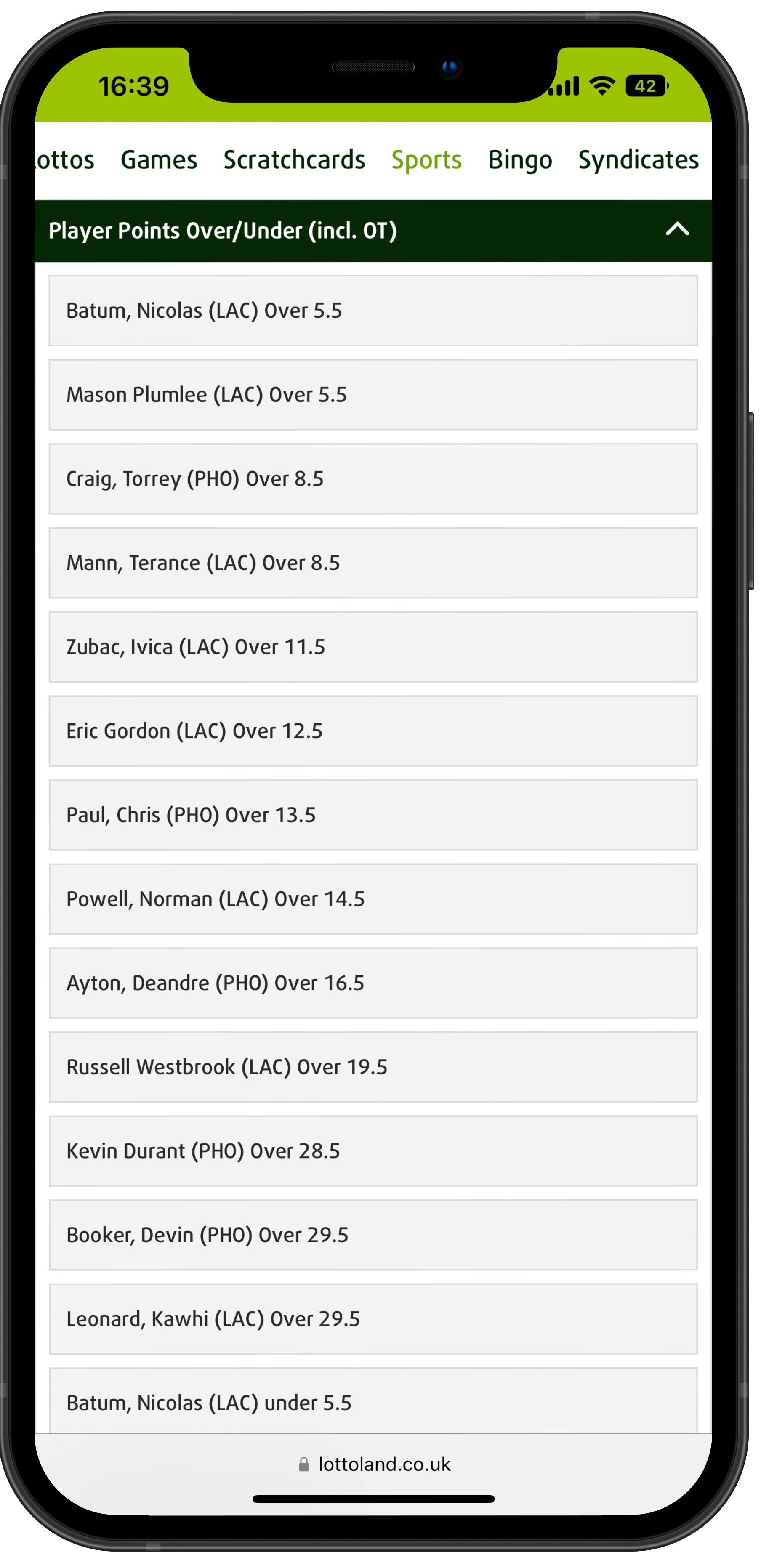 Altenar nba bet builder points