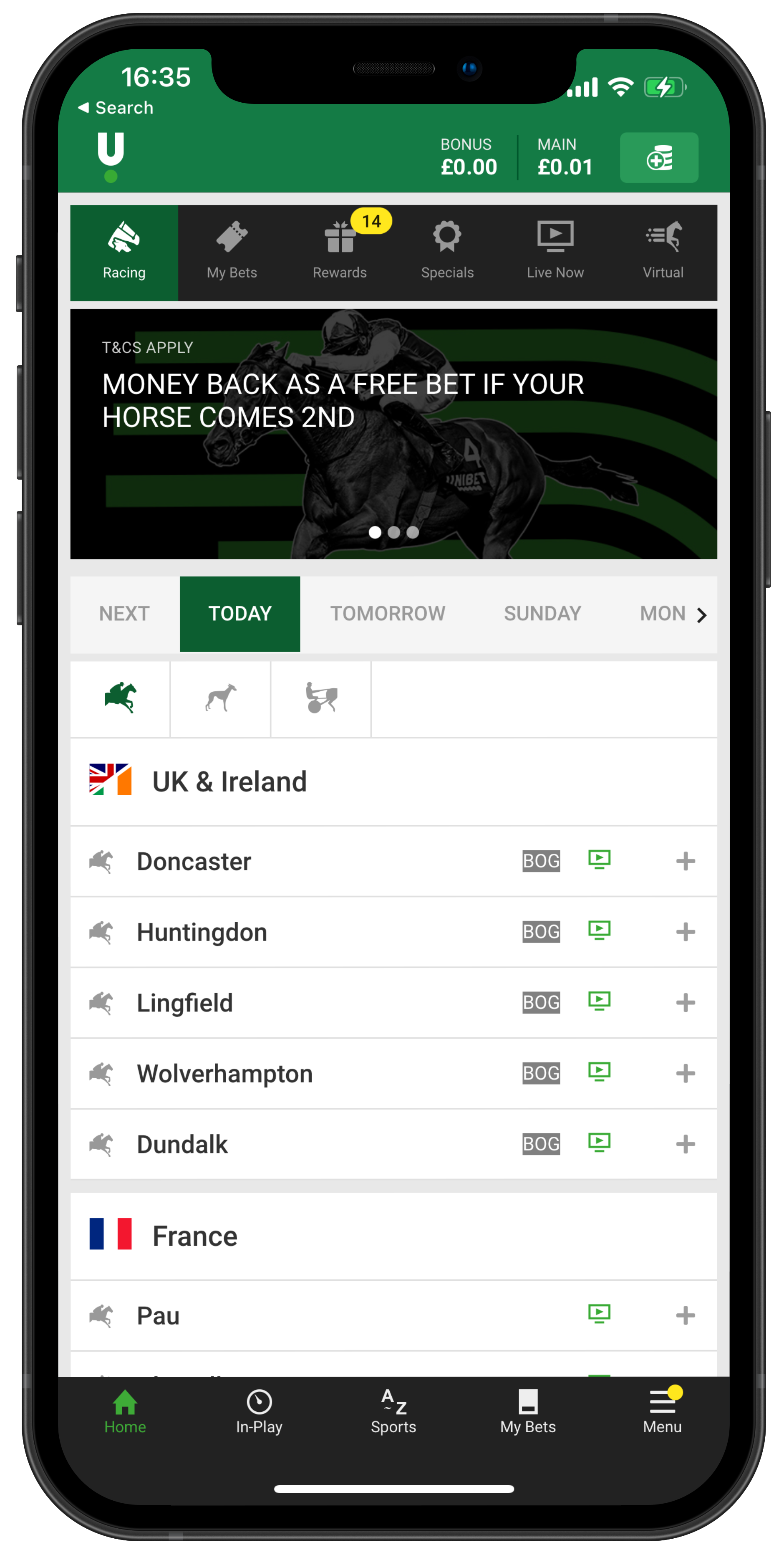 Unibet app racing