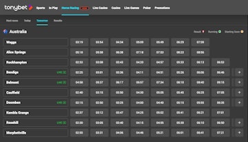 Tonybet live streaming horse racing