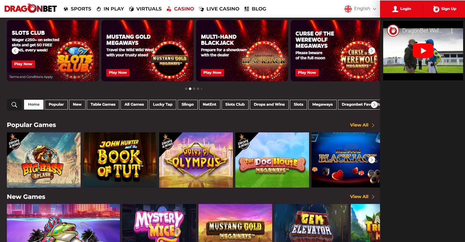 Dragon Bet Casino page