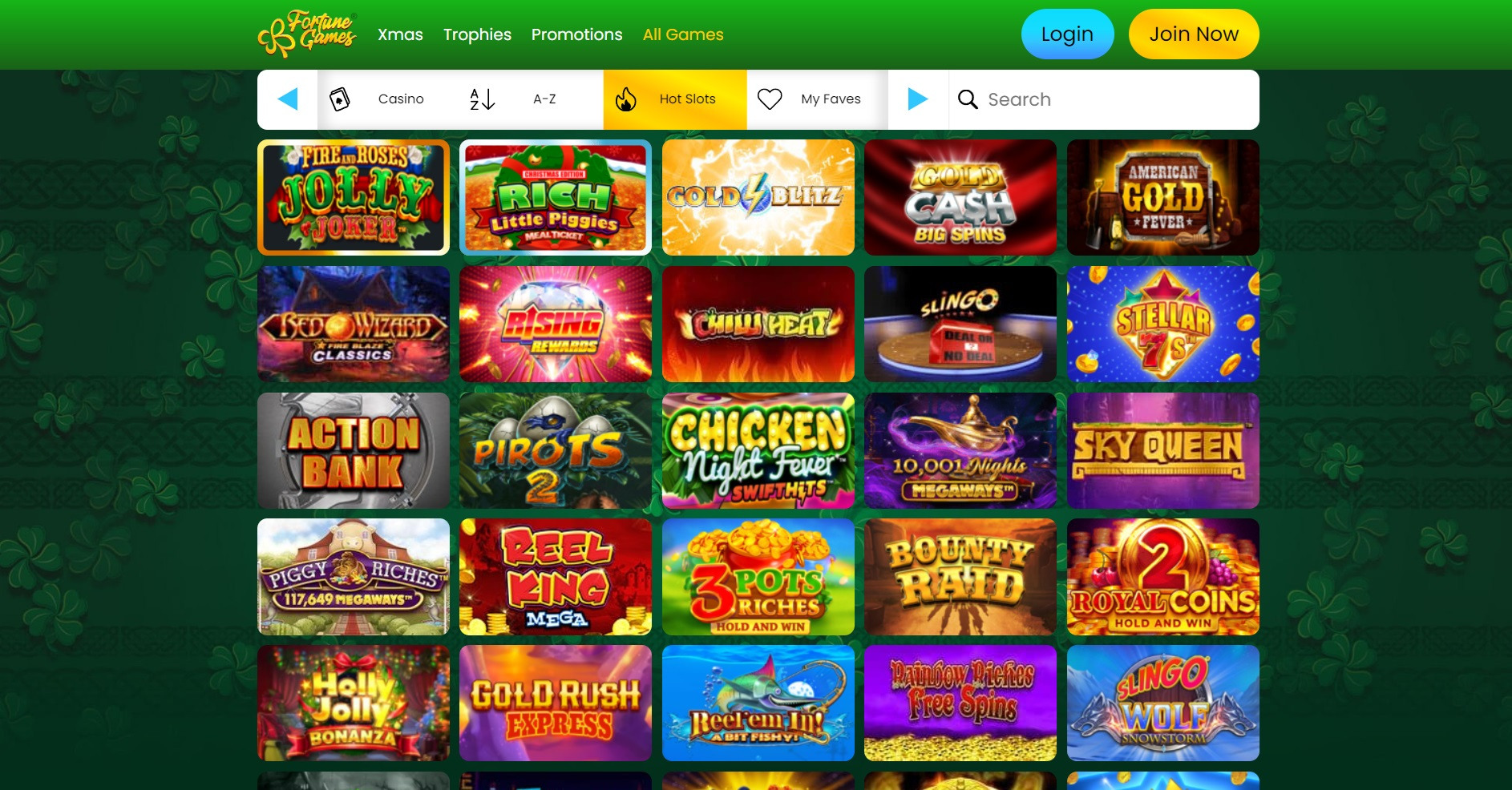 Fortune Games slots menu