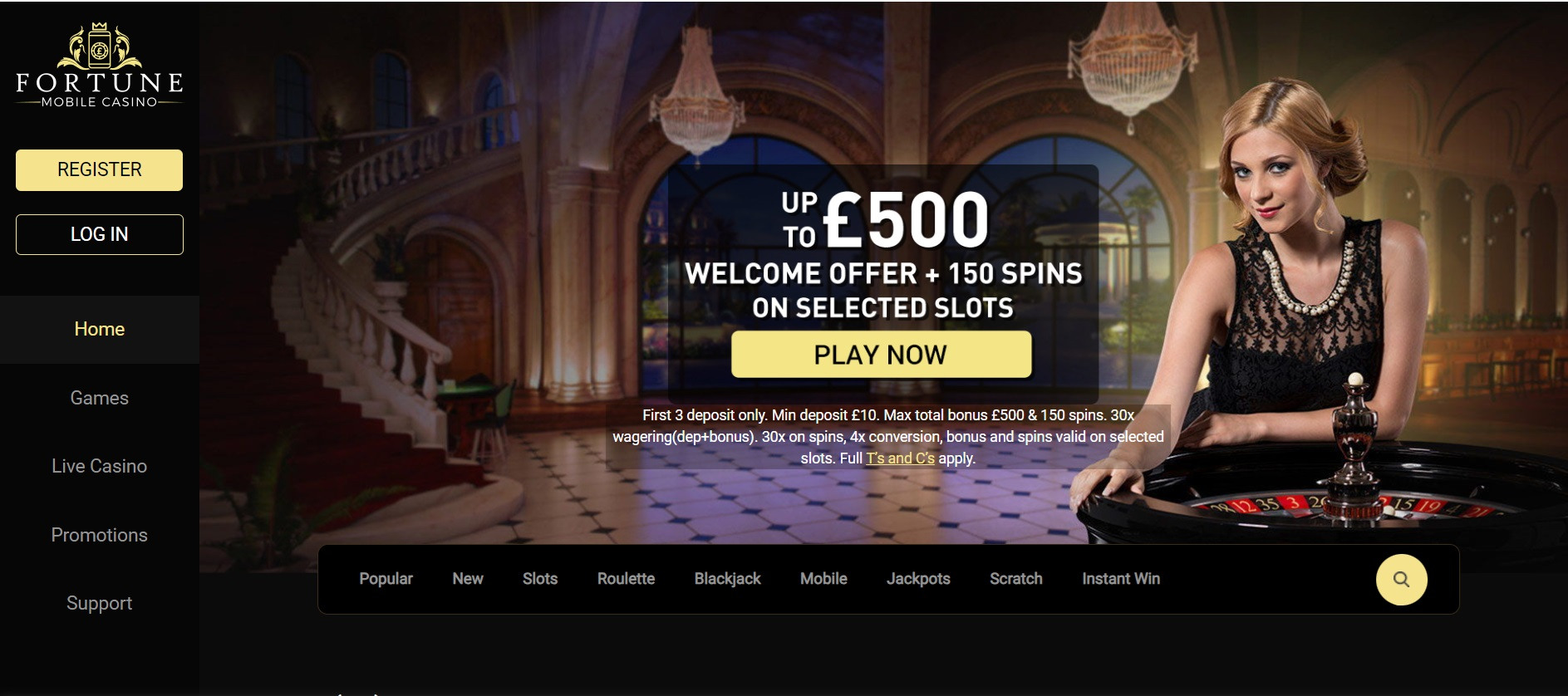 Fortune Mobile Casino homepage