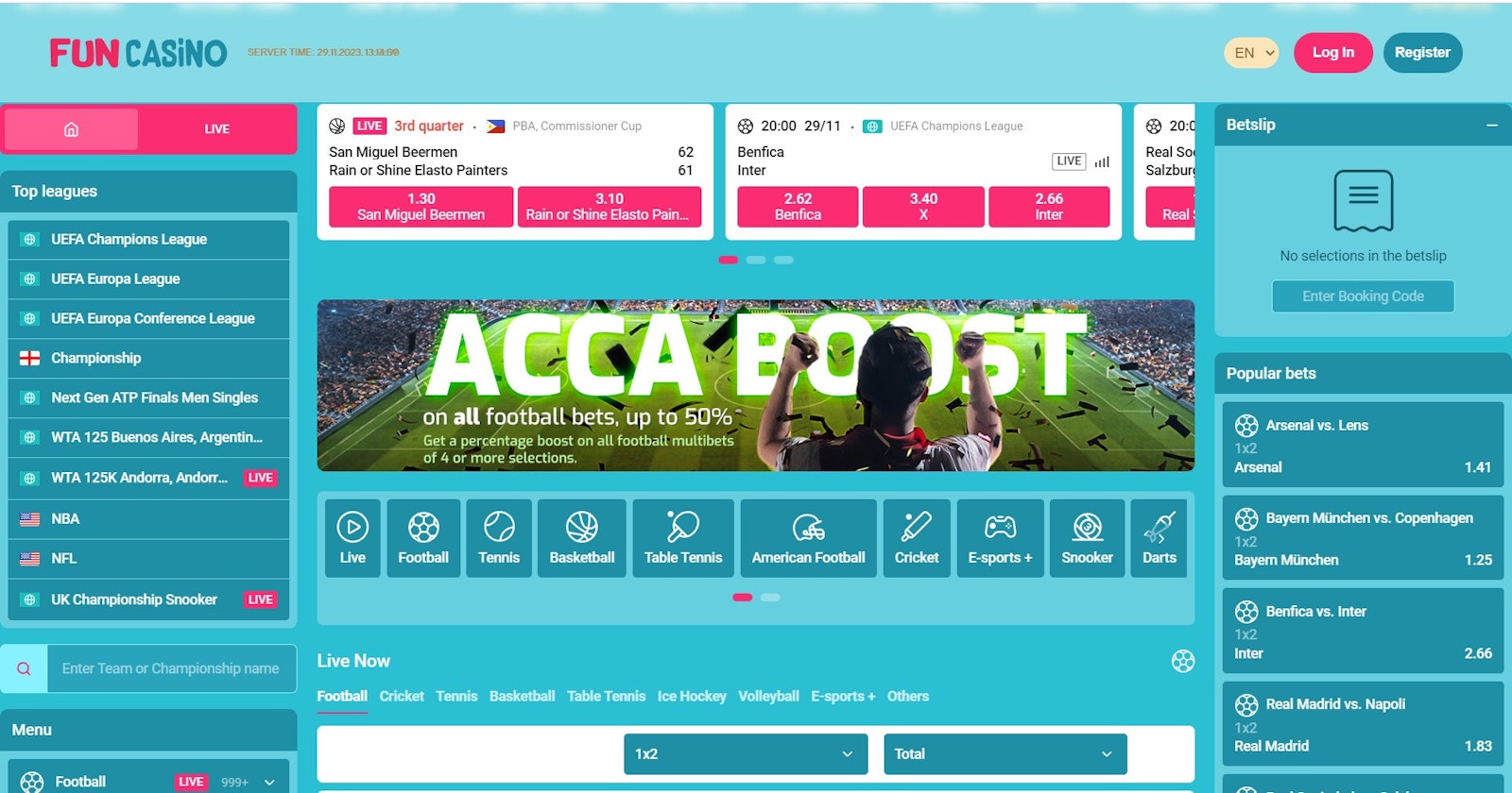 Fun Casino Sports homepage