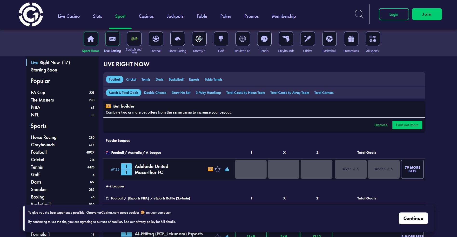 Grosvenor live betting