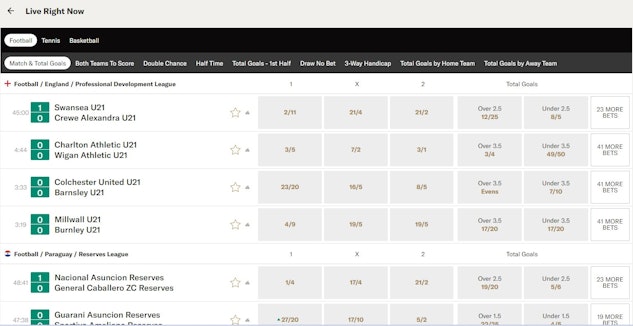 In play betting at Bet MGM is strong with up 40 markets available depending on the sport and event