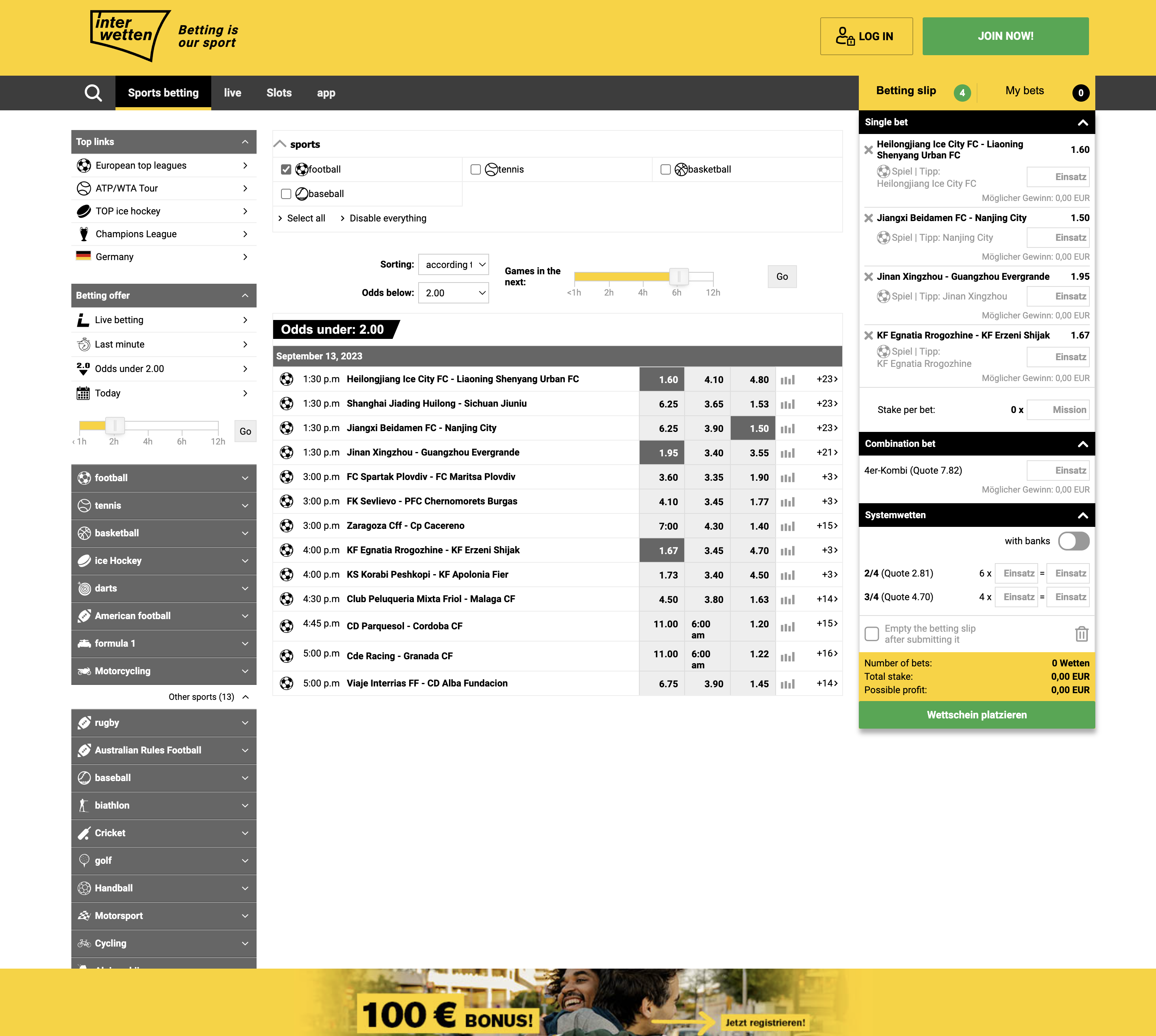 Interwetten Odds Under 2 00
