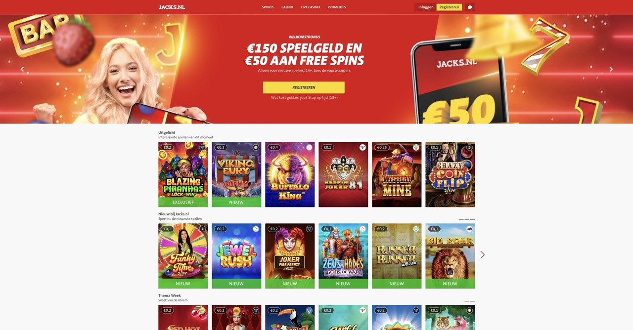 Jacks NL homepage