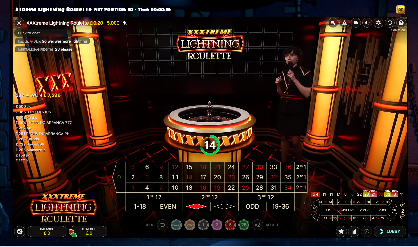 Lightning Roulette is one of many live games at Duelz Casino