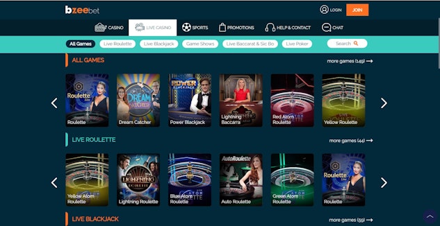 Live Casino games are great at Bzeebet although a few more additions would be appreciated
