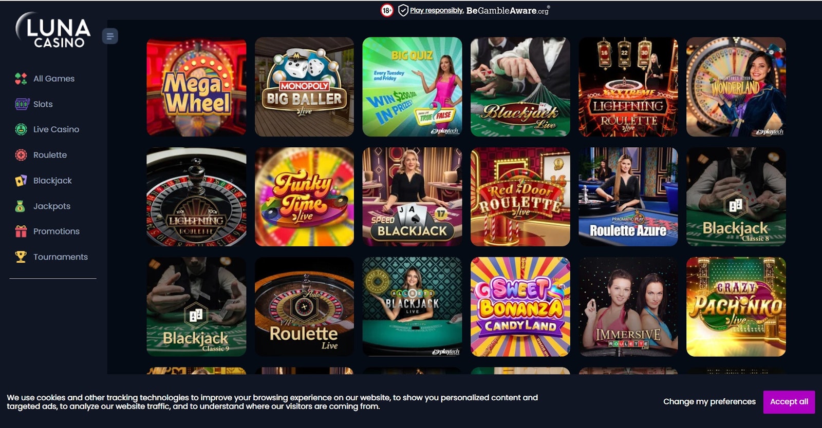 Luna Casino live games