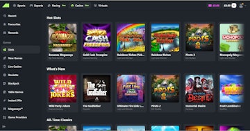 Midnite slots menu offers over 450 titles to choose from