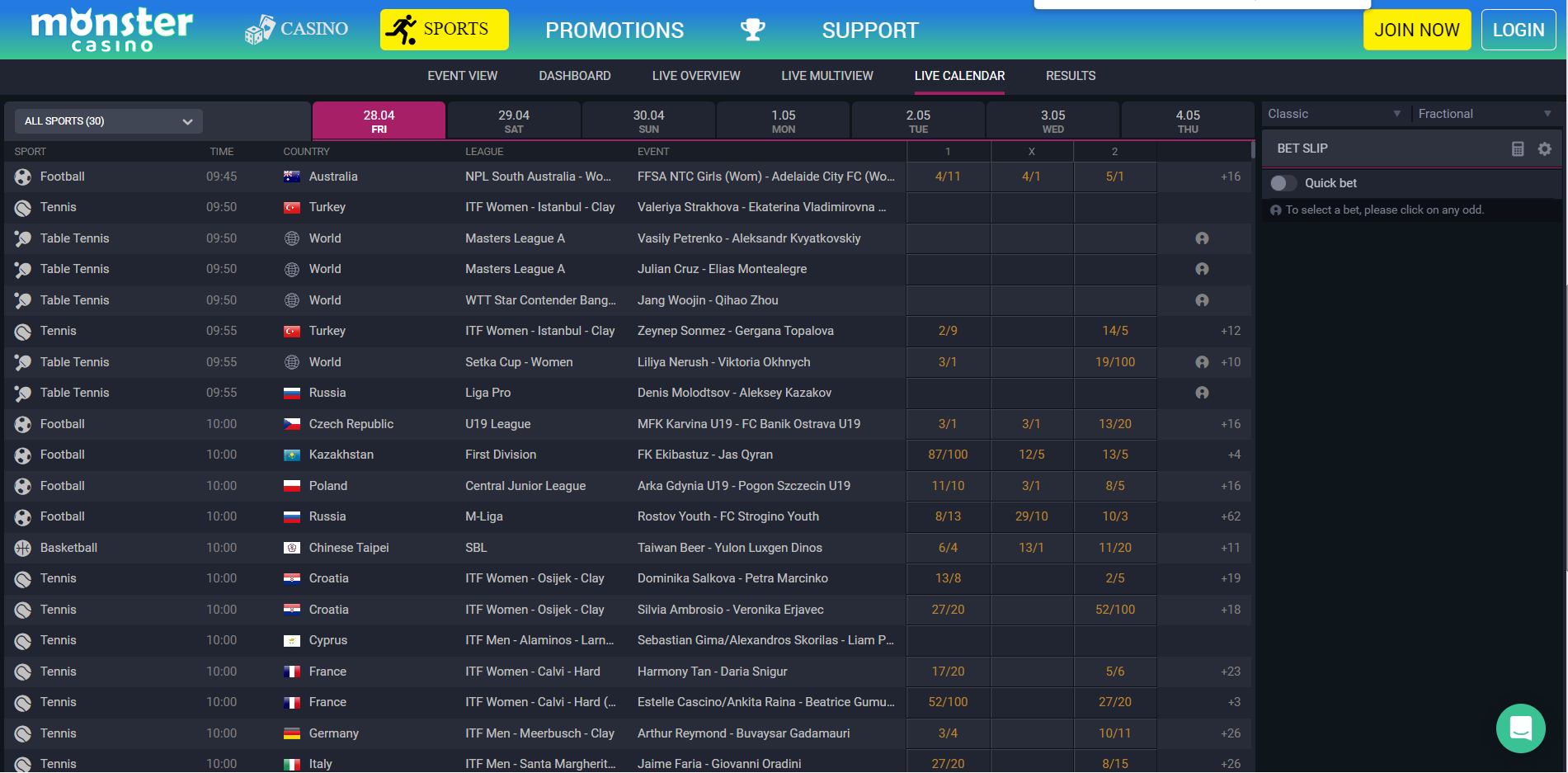 Monster sports diary