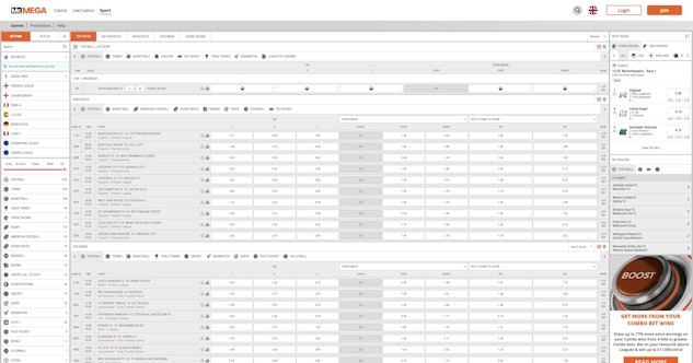Mr Mega sportsbook screenshot