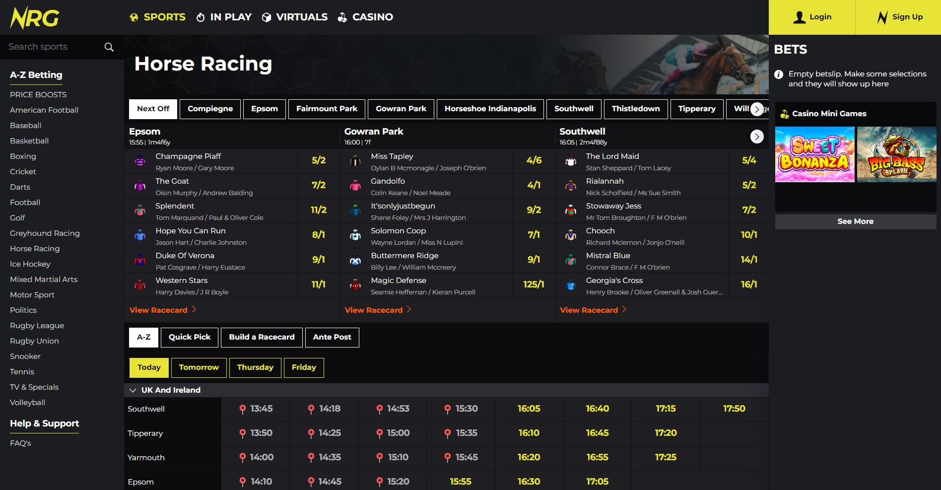 NRG bet horse racing