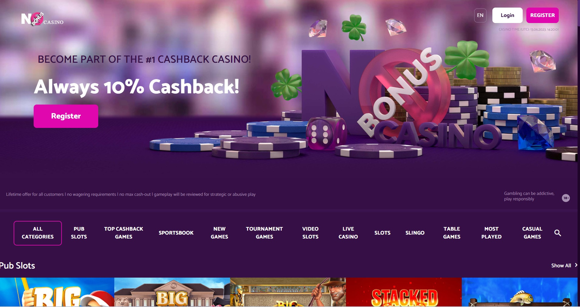 No bonus casino homescreen