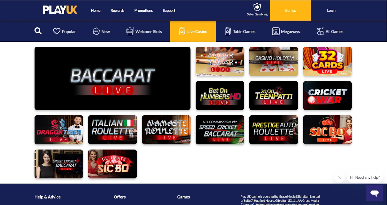 Play UK live games page